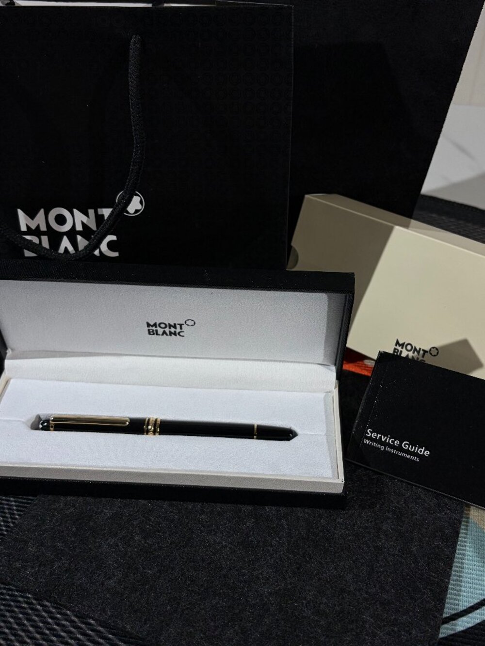 Montblanc Meisterstück Black Gold Fountain Pen with Full Original Box & Gift Ba